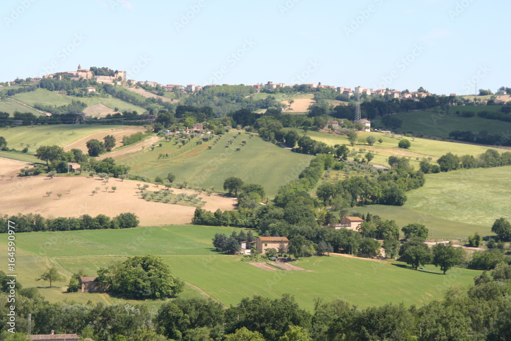 rural country landscape with hills and fields in middle Italy
