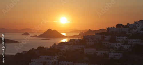 view of islands from bodrum, turgutreis, turkey