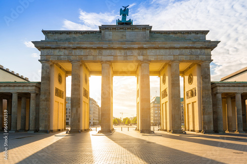 The Brandenburg Gate in Berlin at sunrise, Germany