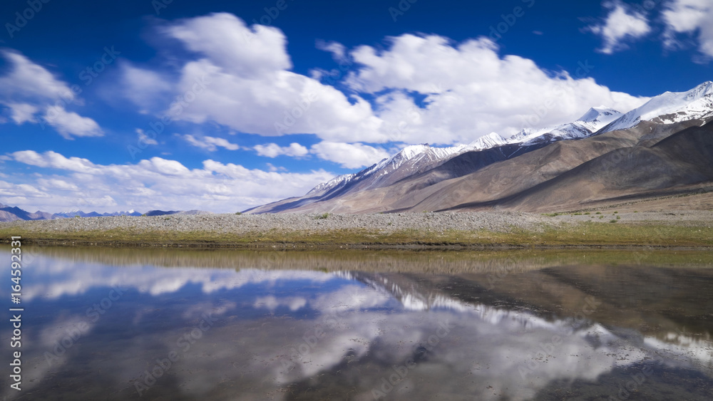 The reflection of mountain at Pangong Lake, Leh Ladakh, India