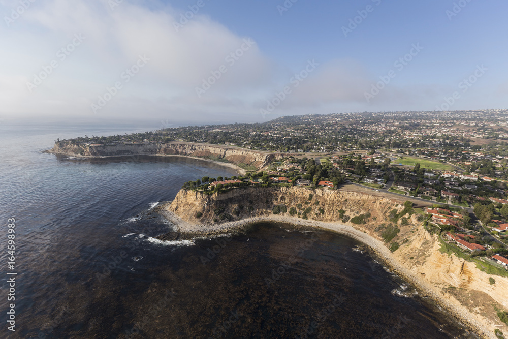 Shoreline aerial of Rancho Palos Verdes in Los Angeles County, California.  