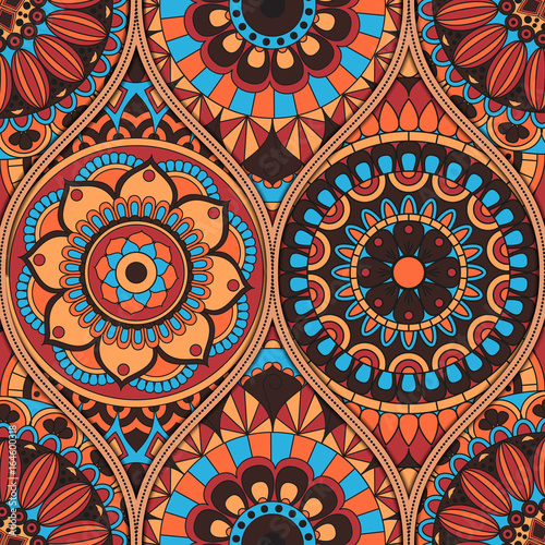 pattern with mandalas. Vintage decorative elements. Hand drawn background. Islam, Arabic, Indian, ottoman motifs.