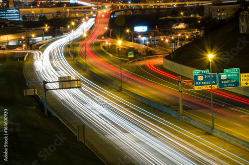 Nighttime Motion Blur in Downtown Grand Rapids, Michigan. photo