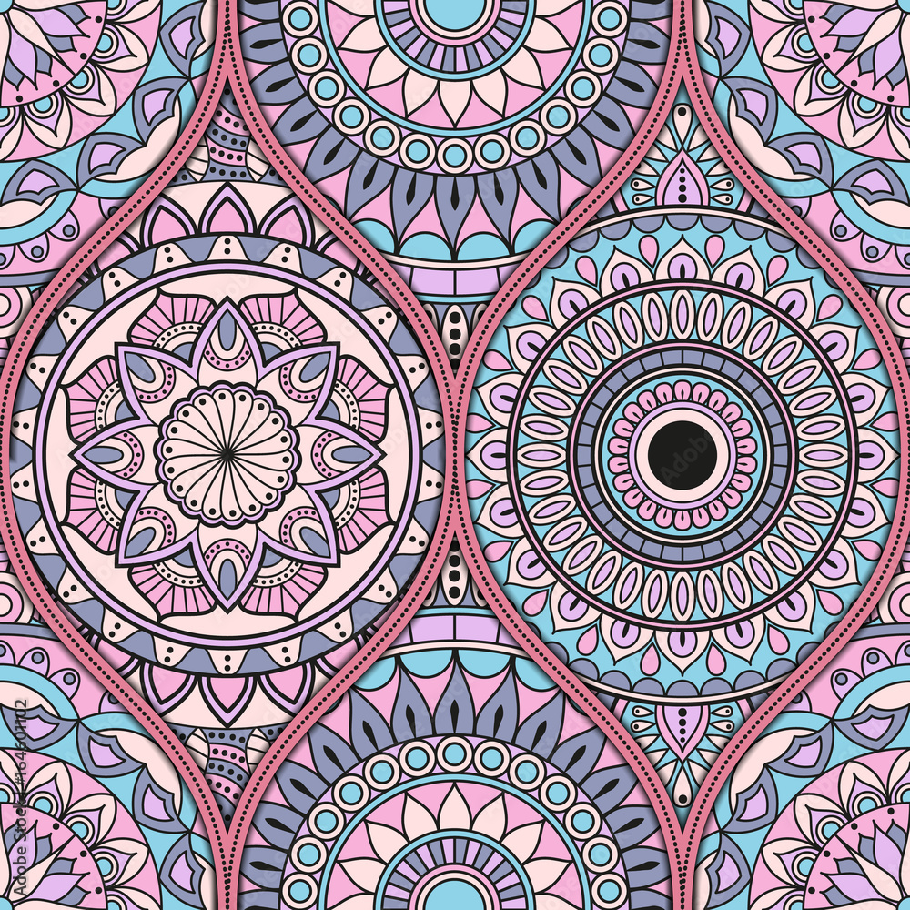 pattern with mandalas. Vintage decorative elements. Hand drawn background. Islam, Arabic, Indian, ottoman motifs.