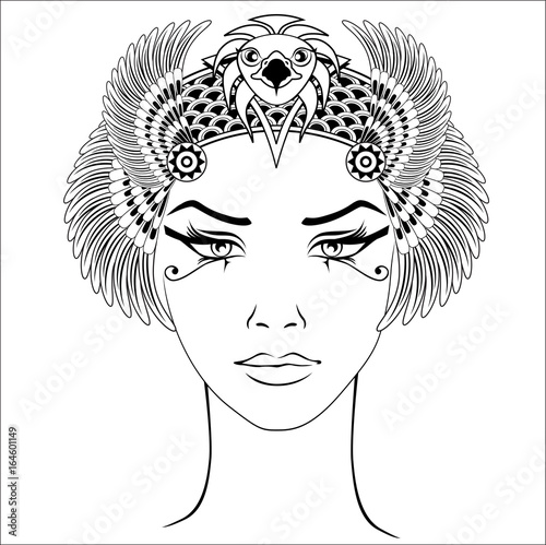 Hand-drawn vintage illustration of the ancient Cleopatra's head. Vector and illustration, eps 10.