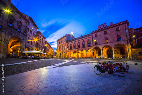 Sunset view of the piazza Santo Stefano at the evening, Bologna, Italy photo