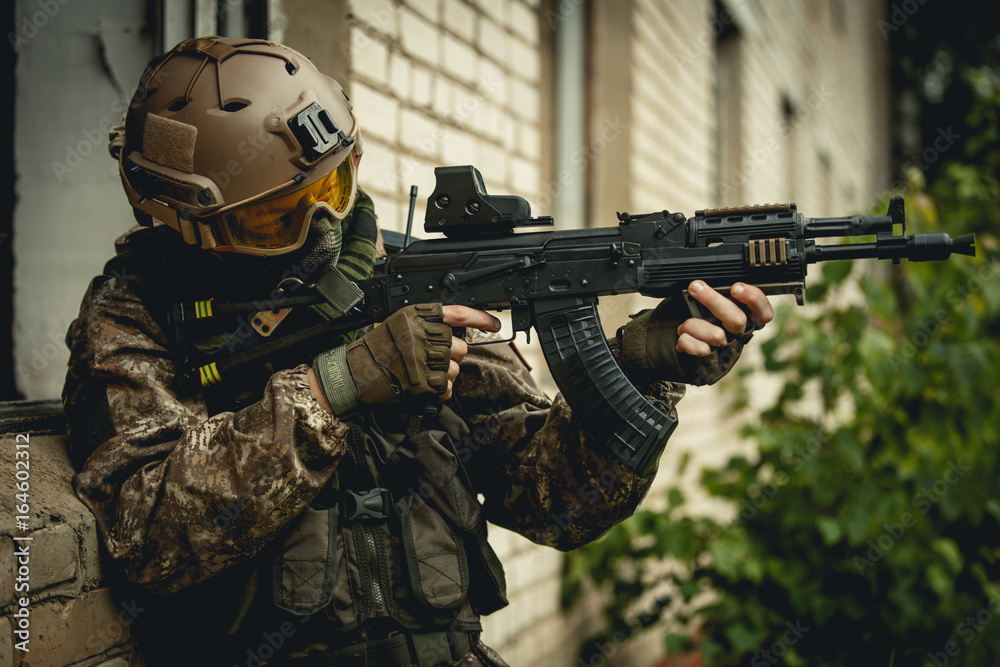 Strike-player in helmet with weapon Strike-player in helmet with weapon