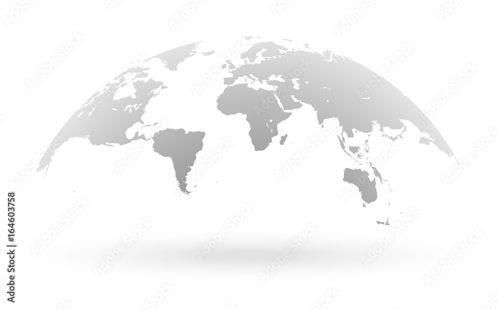 Naklejka premium Szara mapa świata na białym tle