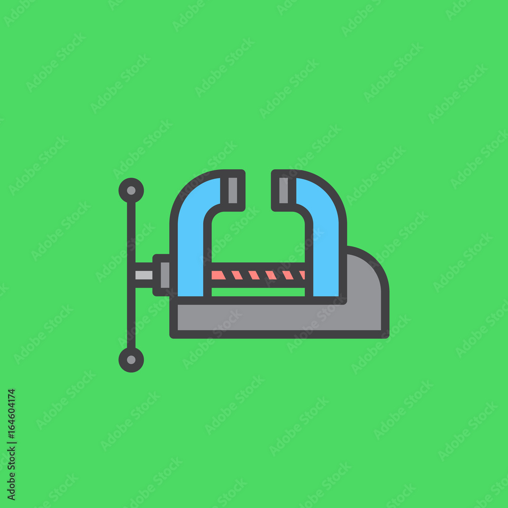 Workshop Bench Vise, Clamp filled outline icon, line vector sign, linear colorful pictogram. Symbol, logo illustration. Pixel perfect Workshop Bench Vise, Clamp filled outline icon, line vector sign, linear colorful pictogram. Symbol, logo illustration. Pixel perfect