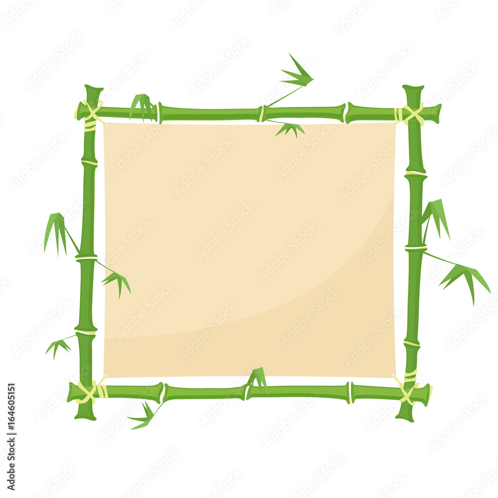 Naklejka premium green bamboo border. square bamboo frame