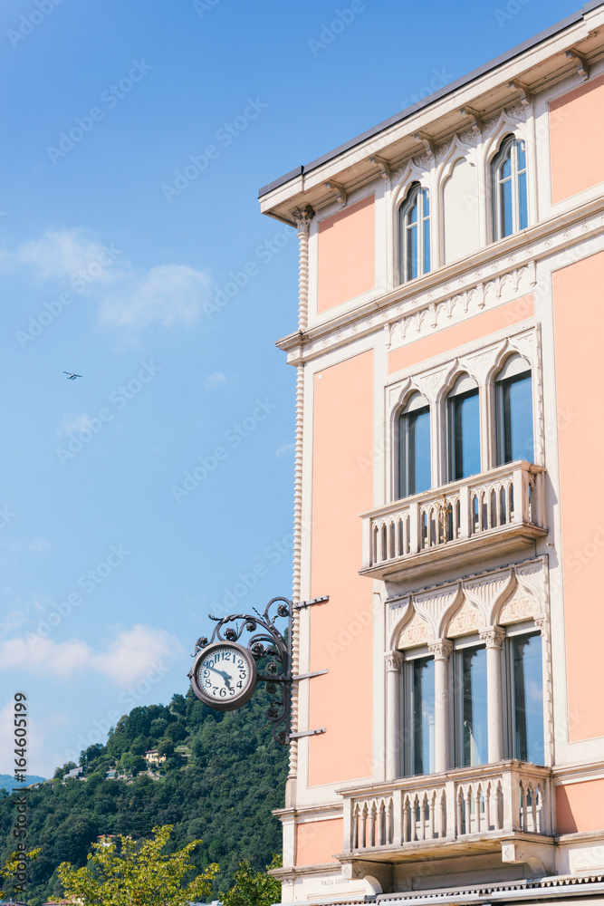 Fototapeta premium Old fashioned clock in Como, Italy