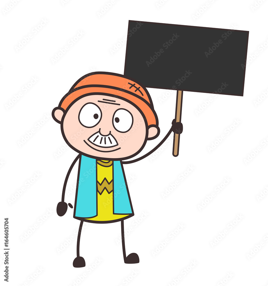 Cartoon Grandpa Holding a Placard Vector Illustration Cartoon Grandpa Holding a Placard Vector Illustration
