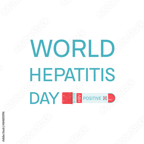 World Hepatitis Day awareness poster with laboratory tube on white background. Medical solidarity symbol. Vector illustration. 
