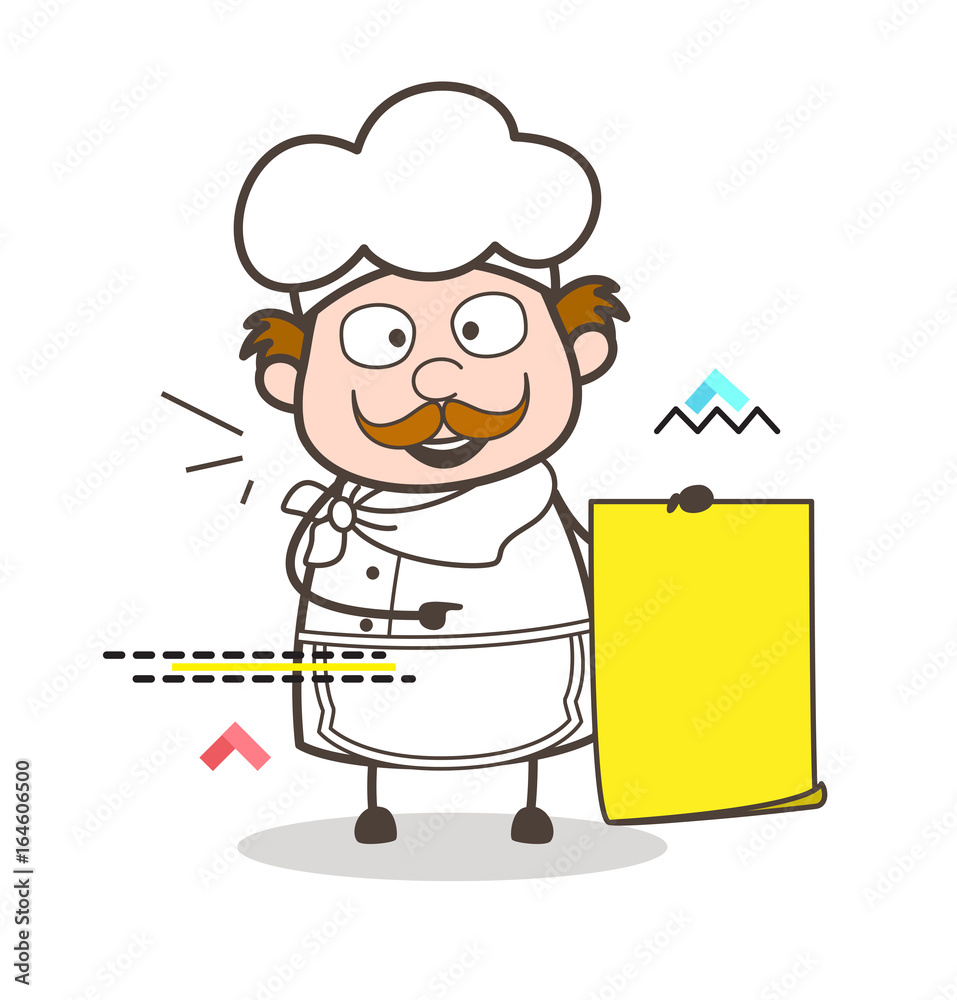 Cartoon Chef Showing Parchment Banner Vector Illustration Cartoon Chef Showing Parchment Banner Vector Illustration