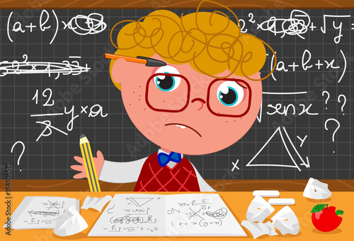 Goofy ugly person with black board vector