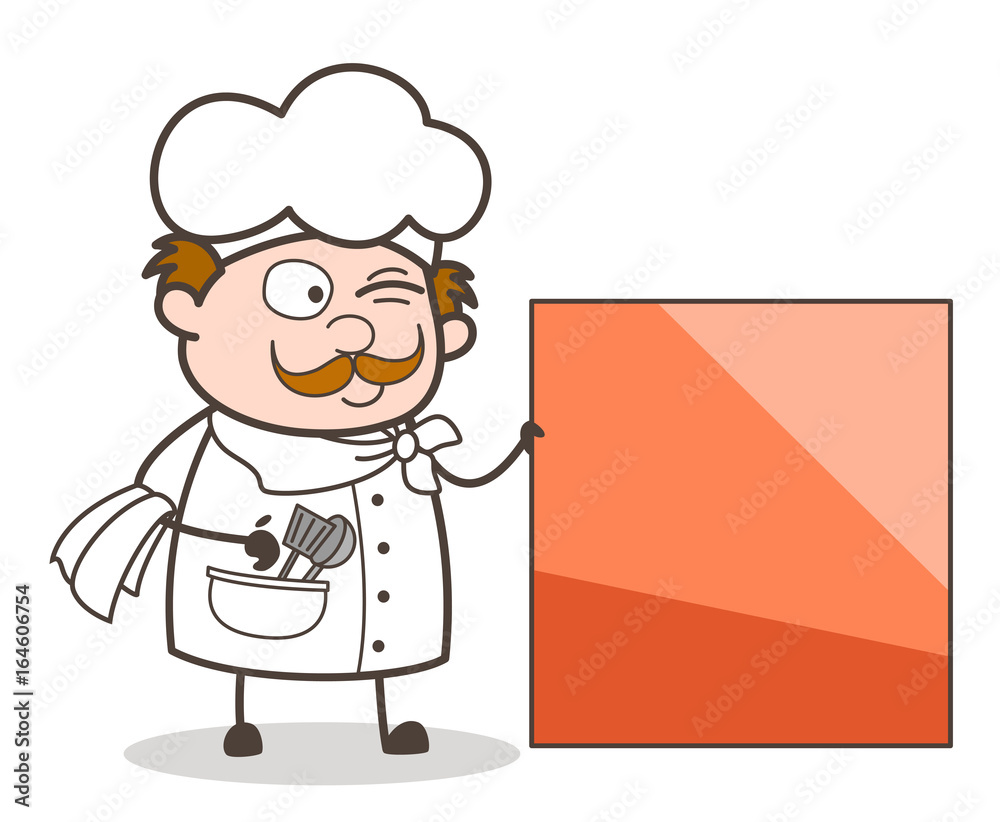 Cartoon Chef with Blank Banner Vector Illustration Cartoon Chef with Blank Banner Vector Illustration