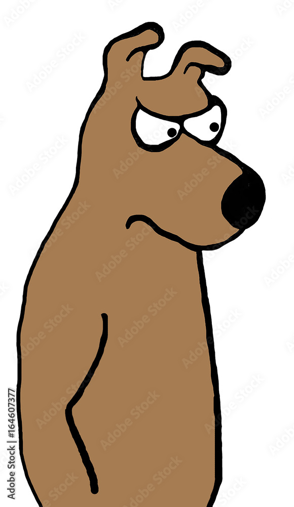 Cartoon illustration of a suspicious dog standing on its hind legs. Cartoon illustration of a suspicious dog standing on its hind legs.