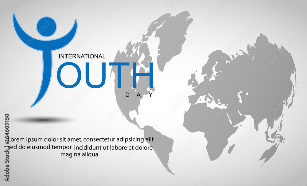 International youth day background with world map