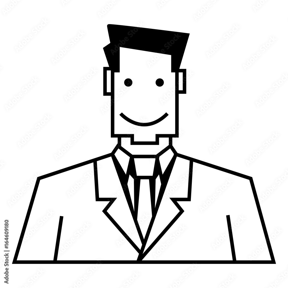 Vector Outline Icon - Businessman in Suit Vector Outline Icon - Businessman in Suit
