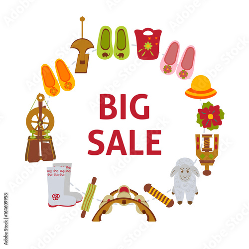 Big sale banner with felted goods