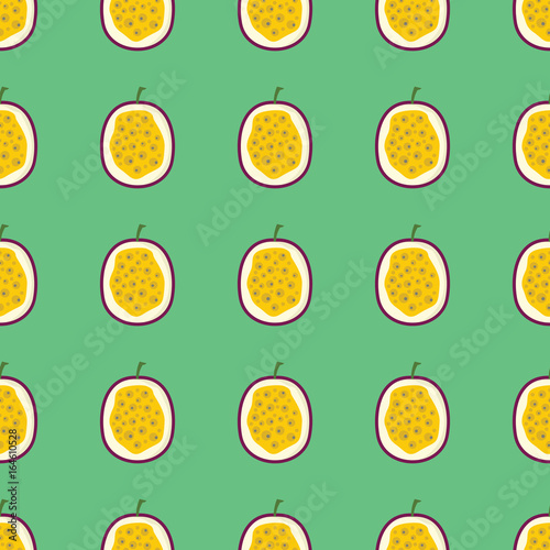 Passion vector seamless pattern. Cartoon fruit stylish texture. Repeating passion fruit seamless pattern background for friut design and web