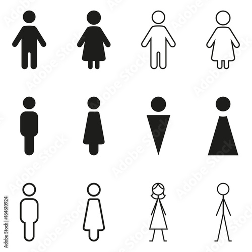 Vector Set of Gender Icons. WC Pictograms.