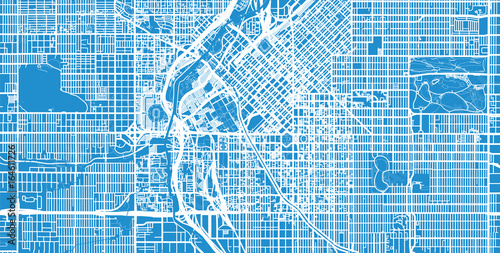 Vector city map of Denver, Colorado. 