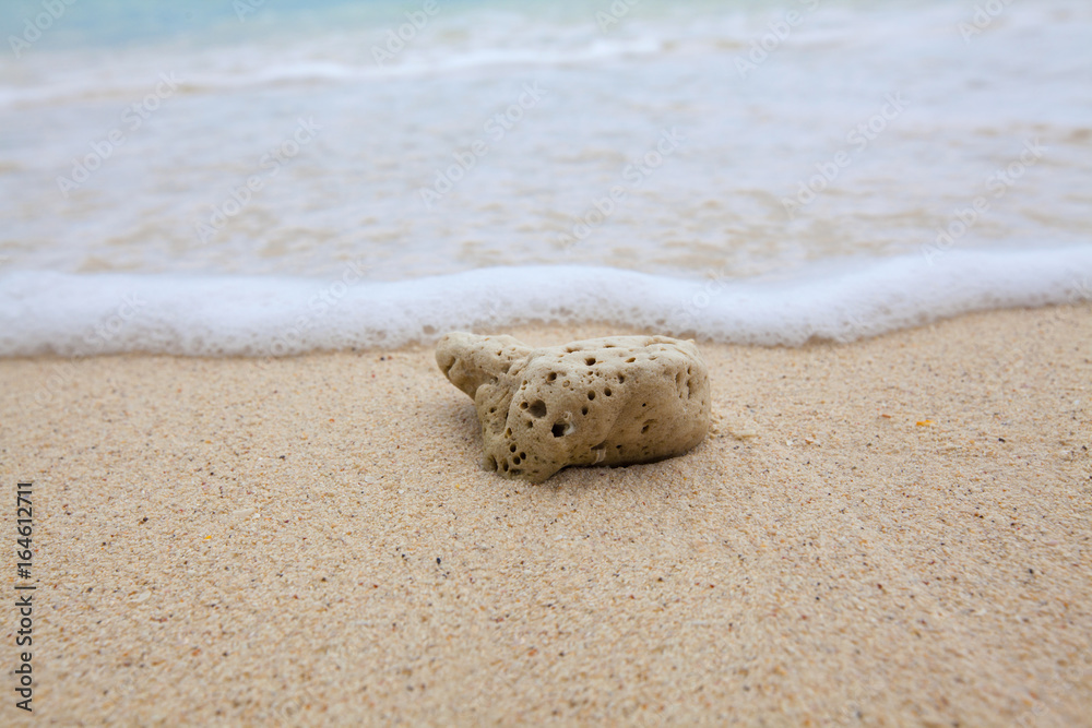 Abstract background of coral on sandy beach with soft waves and beach waves. Abstract background of coral on sandy beach with soft waves and beach waves.