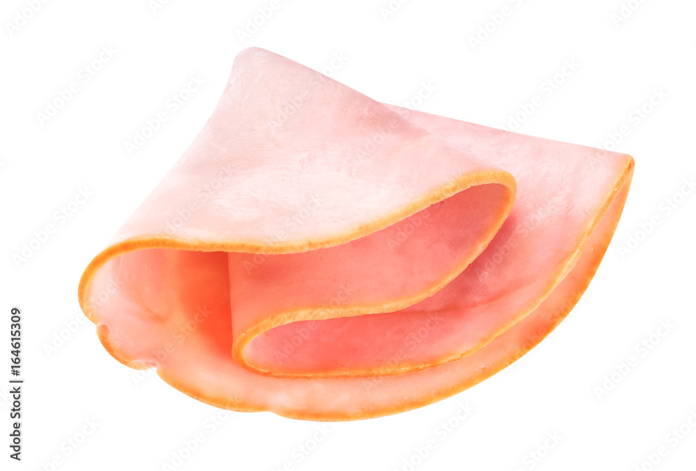Ham slice isolated on white background with clipping path