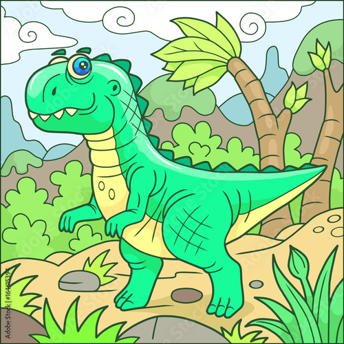 Cartoon cute tyrannosaurus funny image  