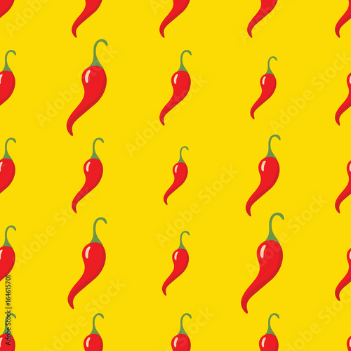 Red chilli pepper vector seamless pattern. Cartoon vegetable stylish texture. Repeating Red chilli pepper vegetables seamless pattern background for eco bio vegetables design and web photo