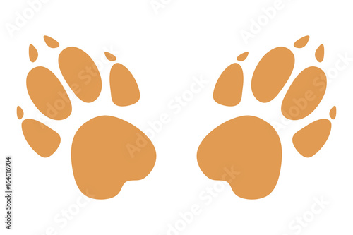 Paw prints. Logo. Vector illustration. Brown on white background. Vector. © tanya_pogorelova