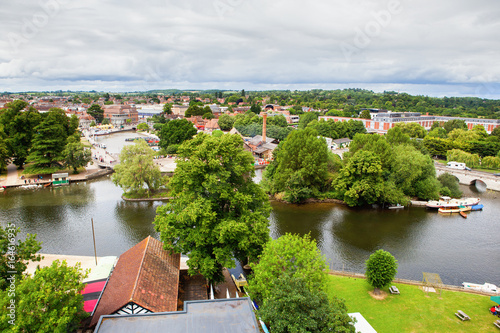 Obraz na plátně Elevated view of Stratford-Upon-Avon, Warwickhire, England, the birthplace of Wi