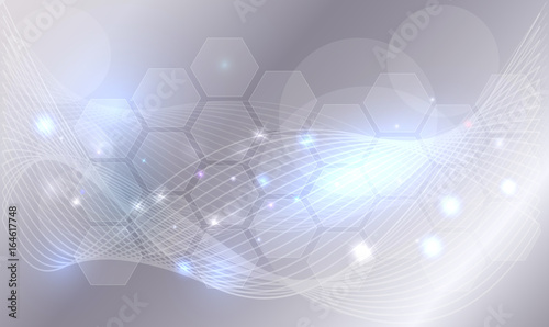 Abstract science background with beautiful wave, cells and glow