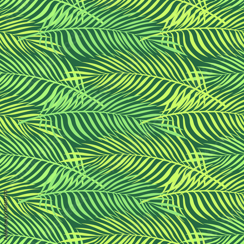 Pretty floral seamless pattern with green tropic palm leaves