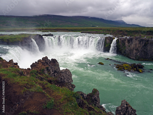 iceland famous godafoss waterfall in a rainy day