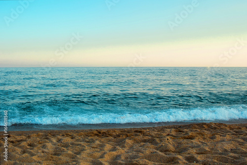 Beach, wave and Sunset On the Mediterranean Sea