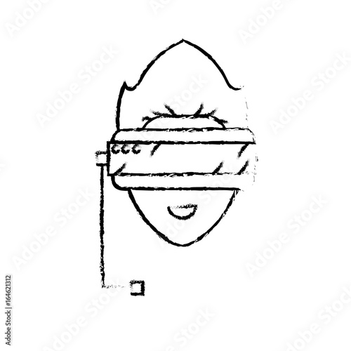 figure boy face with 3d glasses to dimension experience