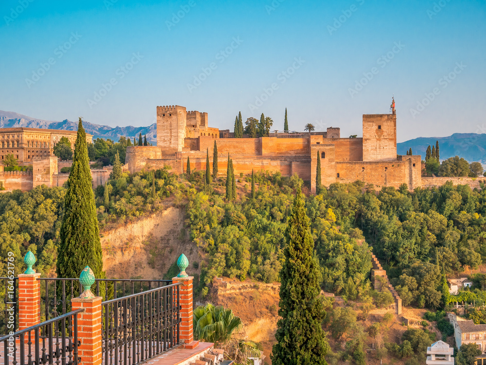 The Alhambra palace and fortness complex in Granada, Spain.