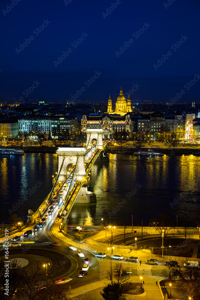Overview of Budapest with the Szechenyi Chain Bridge