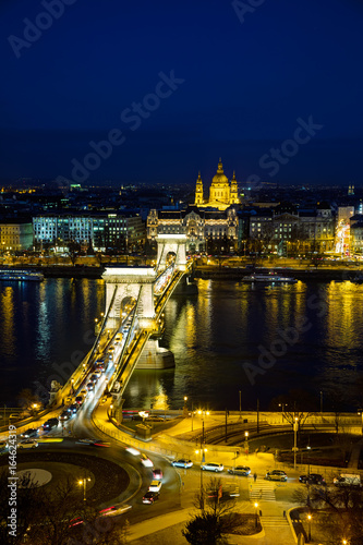 Obraz na płótnie Overview of Budapest with the Szechenyi Chain Bridge w salonie