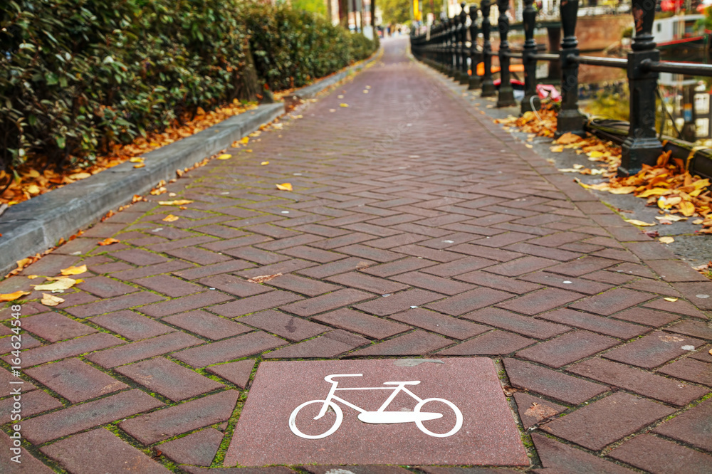 Bicycle lane sign in Amsterdam