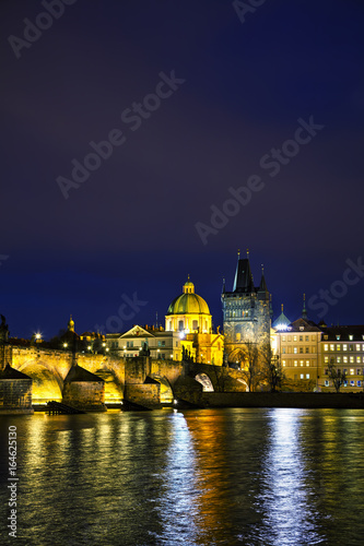 Obraz na płótnie The Old Town with Charles bridge tower in Prague w salonie