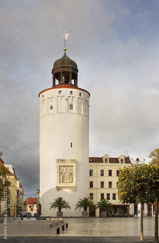 Thick tower (Frauenturm - Dicker Turm) on  Marienplatz in Gorlitz. Germany