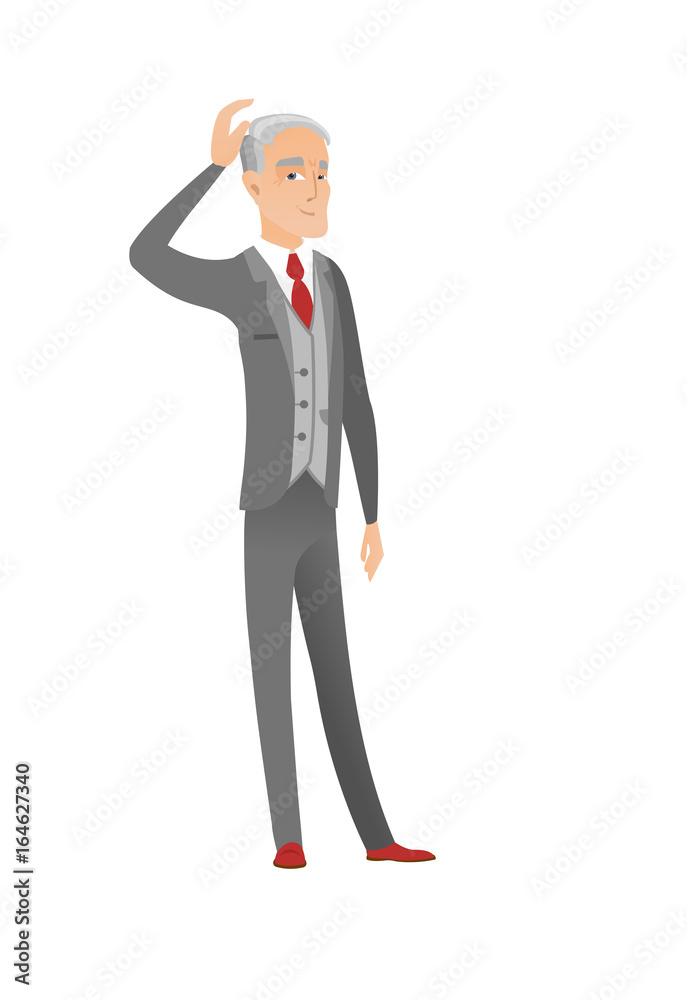 Senior caucasian businessman scratching head. Senior caucasian businessman scratching head.