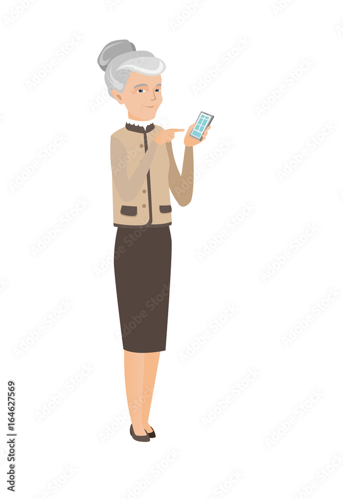 Caucasian business woman holding mobile phone. Caucasian business woman holding mobile phone.
