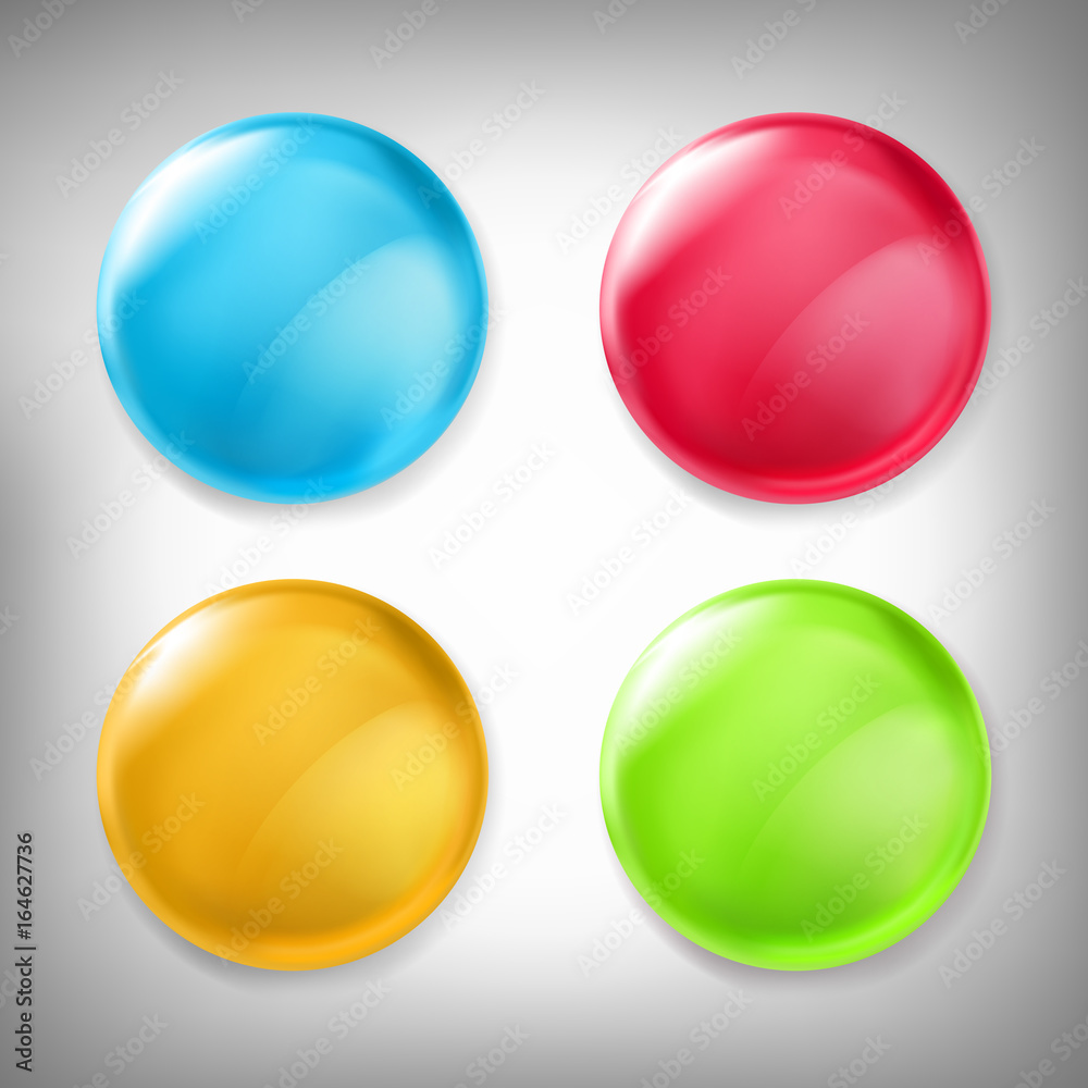 Set of vector 3D design elements, glossy icons, buttons, badge blue, red, yellow and green isolated on gray. Can be used as sales buttons, signs of promotions, special offers, discounts and sales Set of vector 3D design elements, glossy icons, buttons, badge blue, red, yellow and green isolated on gray. Can be used as sales buttons, signs of promotions, special offers, discounts and sales