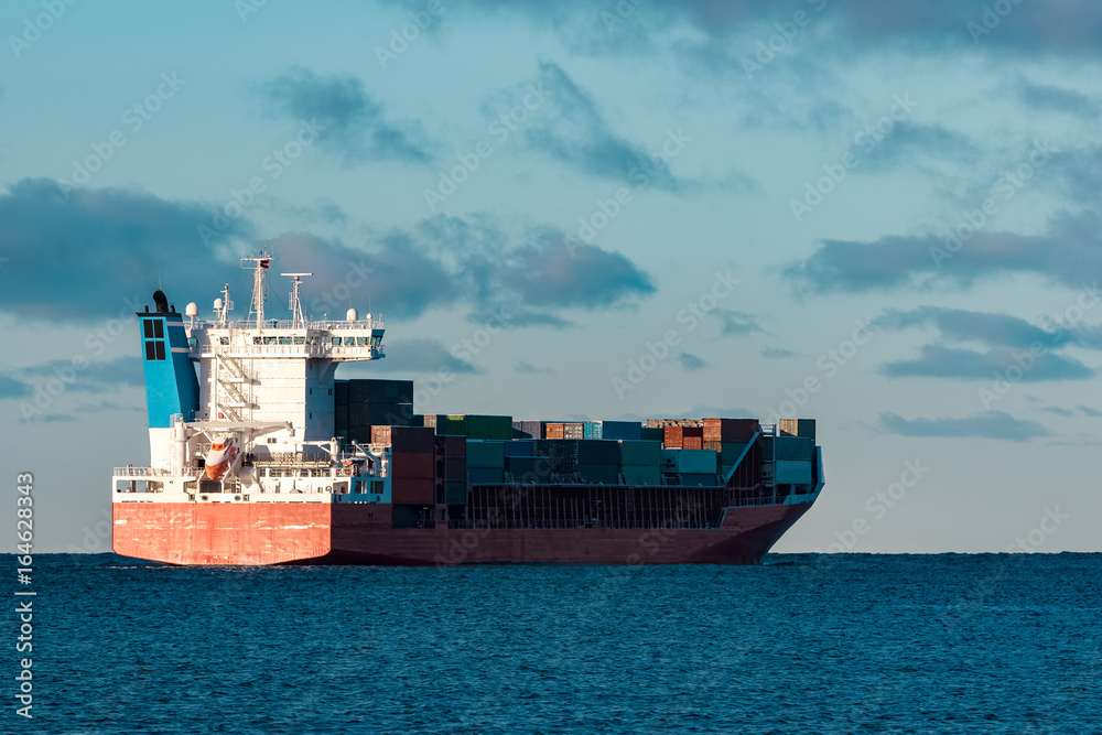 Red container ship