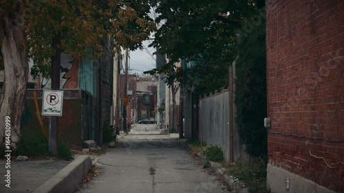 Establishing shot of a back alleyway