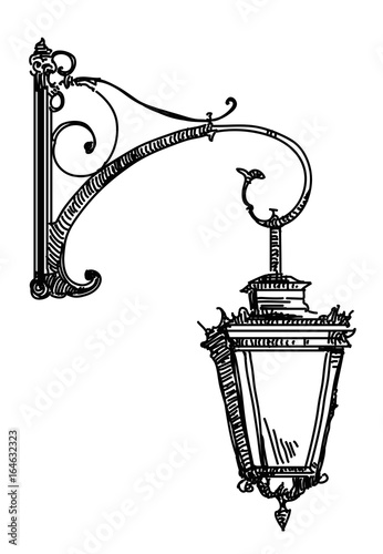 Hand drawing old street lamp